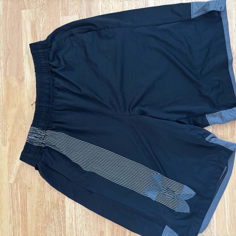 Under Armour Men's Black Shorts with Gray Details